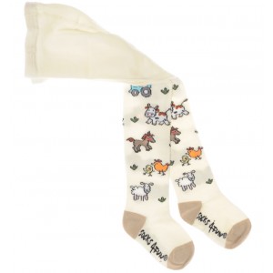 Baby-Strumpfhose weiss Bauernhof