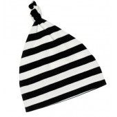 Baby-Mütze mit Knoten schwarz-weiß gestreift