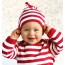 Babymütze Girls mit Knoten rot-weiß gestreift