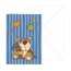 Grußkarte blau gestreift Hund mit Umschlag